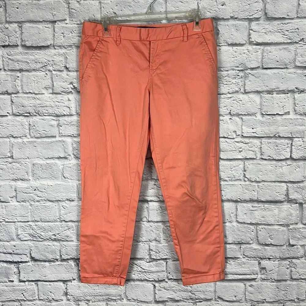 Calvin Klein Chino Pants Womens 4 Orange Crop Mid Rise Cotton Blend Stretch